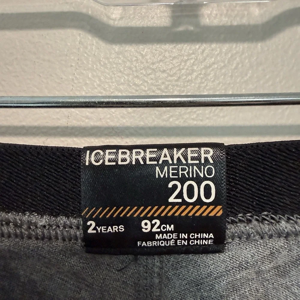 Icebreaker Merino 200 Gray Oasis Thermal Baselayer Leggings Toddler Size 2